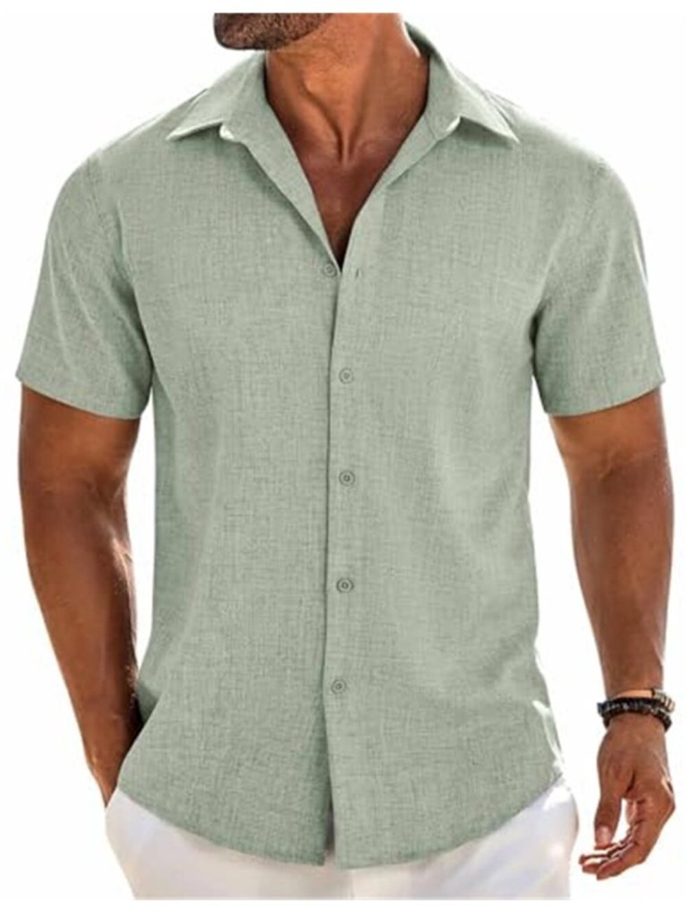 Mens Button Down Shirt Short Sleeve Lightweight Wrinkle Free Casual Summer Top